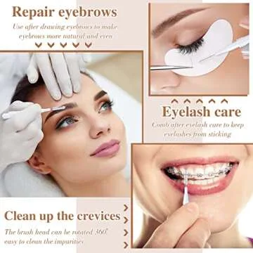 100 Pcs Micro Eyebrow Brush with Cap Brow Lamination Eyelash Brow Brush Lash Filler Eyebrow Lift Tools for Eyelashes Extensions(Black, White)