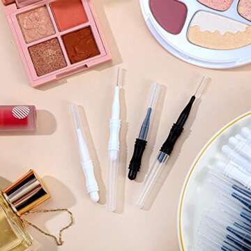 100 Pcs Micro Eyebrow Brush with Cap Brow Lamination Eyelash Brow Brush Lash Filler Eyebrow Lift Tools for Eyelashes Extensions(Black, White)