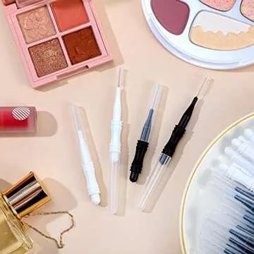 100 Pcs Micro Eyebrow Brush with Cap Brow Lamination Eyelash Brow Brush Lash Filler Eyebrow Lift Tools for Eyelashes Extensions(Black, White)