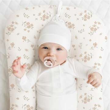 Konssy Muslin Baby Lounger Cover 2 Pack, 100% Cotton Newborn Lounger Cover, Soft and Breathable Baby Nest Slipcover for Boys Girls (Blossom,Pink)