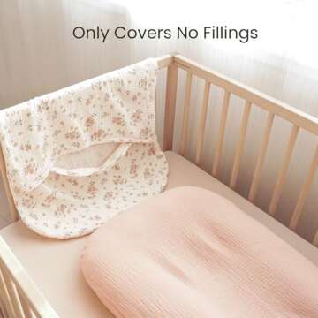 Konssy Muslin Baby Lounger Cover 2 Pack, 100% Cotton Newborn Lounger Cover, Soft and Breathable Baby Nest Slipcover for Boys Girls (Blossom,Pink)