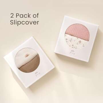 Konssy Muslin Baby Lounger Cover 2 Pack, 100% Cotton Newborn Lounger Cover, Soft and Breathable Baby Nest Slipcover for Boys Girls (Blossom,Pink)