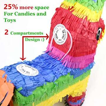 GIFTEXPRESS Rainbow Donkey Piñata - 16 inch Party Fun