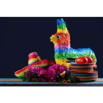 GIFTEXPRESS Rainbow Donkey Piñata - 16 inch Party Fun