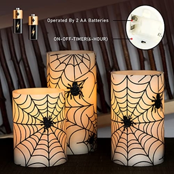 FLAVCHARM Flameless Candles Set for Halloween Elegance
