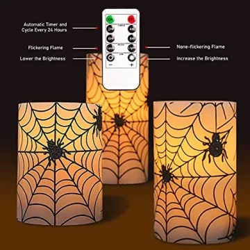 FLAVCHARM Flameless Candles Set for Halloween Elegance