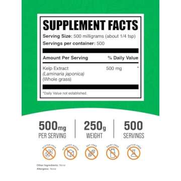 BulkSupplements.com Kelp Extract Powder - Kelp Supplement, Kelp Powder, Brown Seaweed Extract - Seaw...