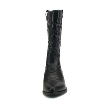 Soda Women Cowgirl Cowboy Western Stitched Boots Pointy Toe Knee High Reno-S, 9, Black