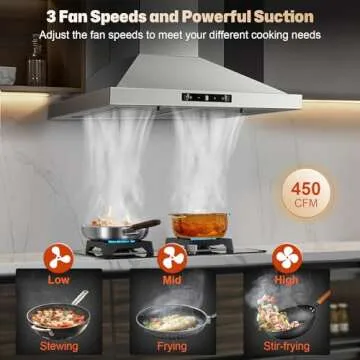 Zomagas 24 Inch Powerful Range Hood with Gesture Control