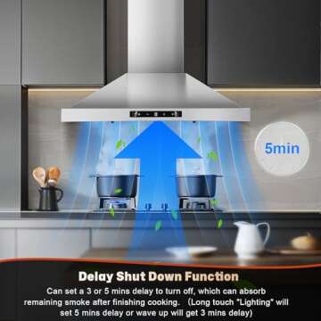 Zomagas 24 Inch Powerful Range Hood with Gesture Control