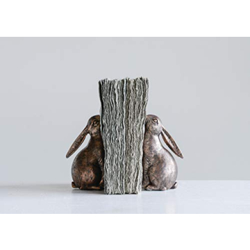 Creative Co-Op Decorative Resin Rabbit Bookends, Bronze, Set of 2