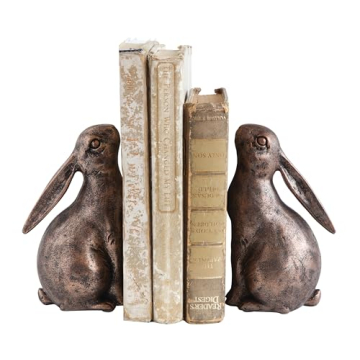 Creative Co-Op Decorative Resin Rabbit Bookends, Bronze, Set of 2