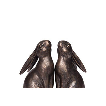 Creative Co-Op Decorative Resin Rabbit Bookends, Bronze, Set of 2