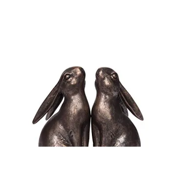 Creative Co-Op Decorative Resin Rabbit Bookends, Bronze, Set of 2
