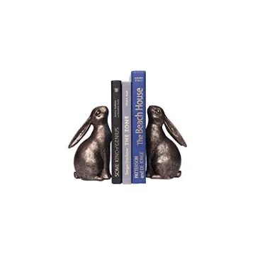 Creative Co-Op Decorative Resin Rabbit Bookends, Bronze, Set of 2