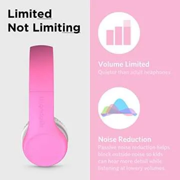 LilGadgets Connect+ Girls Headphones for School Wired with Microphone, Volume Limiting for Safe Listening, Adjustable Headband, Cushioned Earpads for Comfort, Kids Headphones for School, Pink