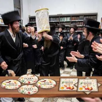 ACIYHN 48pcs Rosh Hashanah Party Supplies Plates and Napkins Halloween Birthday Party Decorations Paper Tableware Disposable Themed Party Decor Favors for Kids