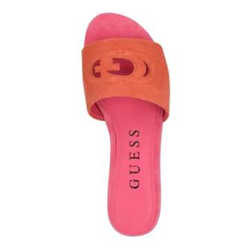 GUESS Women's Tashia Flat Sandal, Orange 800, 8.5