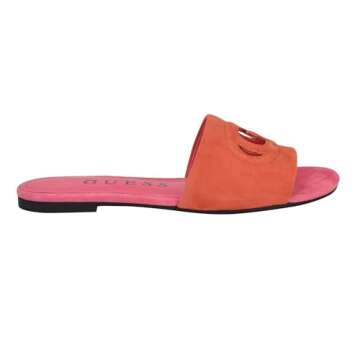 GUESS Women's Tashia Flat Sandal, Orange 800, 8.5