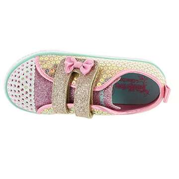 Skechers Kids Girls Twinkle Toes Shuffle Lite-Mini Mermaid Sneaker, Gold, 7 Toddler