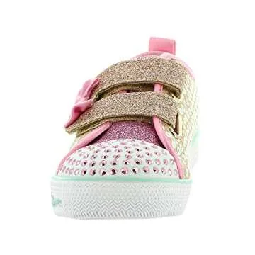 Skechers Kids Girls Twinkle Toes Shuffle Lite-Mini Mermaid Sneaker, Gold, 7 Toddler