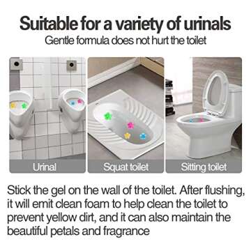 EKE Toilet Gel, Toilet Stain Removal Cleaning Air Freshener, 72 Flower Stamps, Pack of 6 Scents