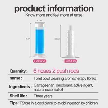 EKE Toilet Gel, Toilet Stain Removal Cleaning Air Freshener, 72 Flower Stamps, Pack of 6 Scents