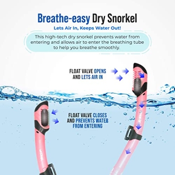 PRODIVE Premium Dry Top Snorkel Set - Impact Resistant Tempered Glass Diving Mask, Watertight and Anti-Fog Lens for Best Vision, Easy Adjustable Strap, Waterproof Gear Bag Included