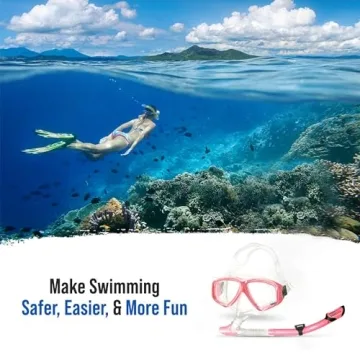 PRODIVE Premium Dry Top Snorkel Set - Impact Resistant Tempered Glass Diving Mask, Watertight and Anti-Fog Lens for Best Vision, Easy Adjustable Strap, Waterproof Gear Bag Included