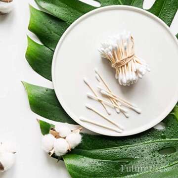 1000 Bamboo Cotton Swabs by FutureUses® - 5 x 200 Wooden Buds - Eco Friendly Packaging - Biodegradable - Cleaning swabs - 100% Zero Waste Product