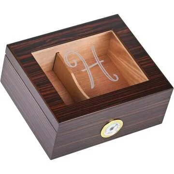 Personalized Glass Top Cigar Humidor Box