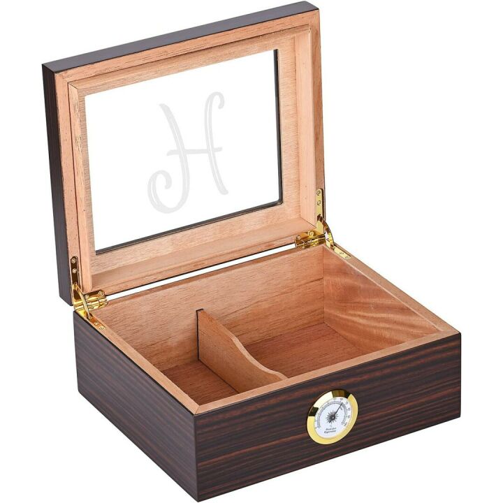 Personalized Glass Top Cigar Humidor Box