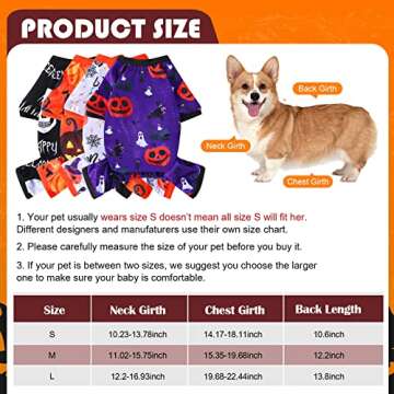 4 Pack Halloween Dog Pajamas Holiday Clothes Dog Costumes for Halloween Dog Apparel Jumpsuit Pumpkin Skull Ghost Witch Halloween Dog Costume for Puppy Dog Cat Halloween Cosplay (Medium)