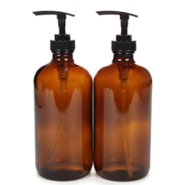 Stylish Amber Glass Bottles with Lotion Pumps for DIY