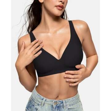 OEAK Women's Deep V Wireless Bra – Effortless Style & Support for All-Day Comfort