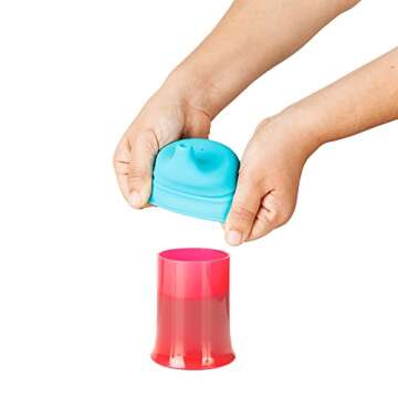 Boon Snug Sippy Lids and Cup, Pink/Purple/Blue (Pack of 4)
