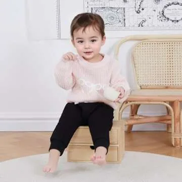 Toddler Baby Girl Sweater Bow Embroidery Warm Knitted Long Sleeves Pullover Infant Sweatshirt for Fall Winter (Pink, 2-3 Years)