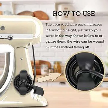 IFLYTEL Upgraded Cord Organizer for Appliances, 3 PCS Soft Silicone Material Cord Wrapper/Cord Keeper/Cord Holder for Most Kitchen Appliances Stick on Toaster, Air Fryer, Coffee Maker, Pressure Cooker