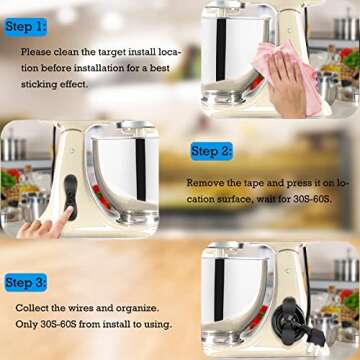 IFLYTEL Upgraded Cord Organizer for Appliances, 3 PCS Soft Silicone Material Cord Wrapper/Cord Keeper/Cord Holder for Most Kitchen Appliances Stick on Toaster, Air Fryer, Coffee Maker, Pressure Cooker