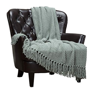Chanasya Premium Textured Knit Throw Blanket with Tassels - Soft, Cozy Blanket for Couch, Bed, Livin...