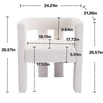 Lin-Utrend Barrel Dining Chair Set of 2, Modern Fabric Armchair Chair, Boucle Dining Chair, Upholste...