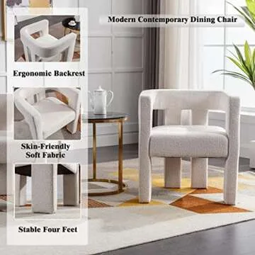 Lin-Utrend Stylish Boucle Dining Chairs Set of 2
