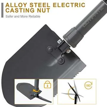 OUTIMATE Survival Folding Shovel Camping Shovels with Storage Bag, High Carbon Steel Foldable Trench Shovel for Outdoor, Camping, Hiking, Car Emergency