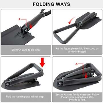 OUTIMATE Survival Folding Shovel Camping Shovels with Storage Bag, High Carbon Steel Foldable Trench Shovel for Outdoor, Camping, Hiking, Car Emergency