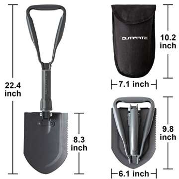 OUTIMATE Survival Folding Shovel Camping Shovels with Storage Bag, High Carbon Steel Foldable Trench Shovel for Outdoor, Camping, Hiking, Car Emergency