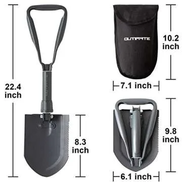 OUTIMATE Survival Folding Shovel Camping Shovels with Storage Bag, High Carbon Steel Foldable Trench Shovel for Outdoor, Camping, Hiking, Car Emergency