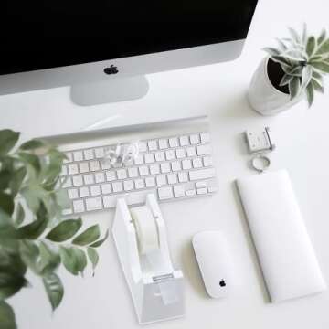 echomerx Premium White Tape Dispenser - Minimalist Design for Effortless Desk Organization