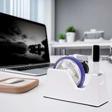 Premium White Tape Dispenser - Stylish & Functional