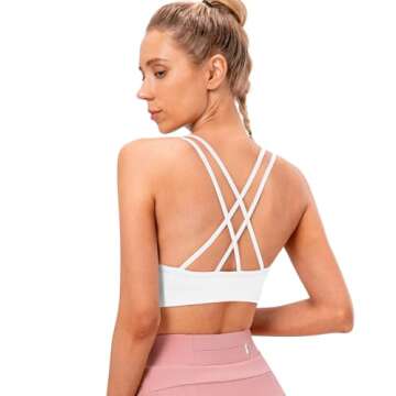 VEQKING Women's Cross Back Sports Bra Padded Strappy Medium Support Yoga Bra for Workout Fitness 3 P...