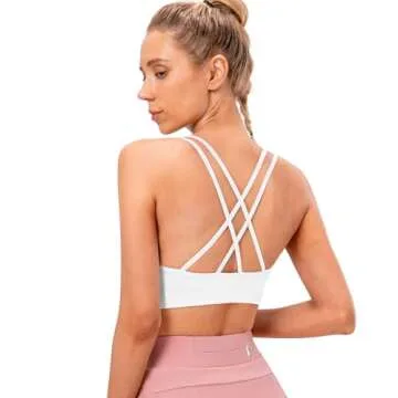 VEQKING Women's Cross Back Sports Bra Padded Strappy Medium Support Yoga Bra for Workout Fitness 3 P...